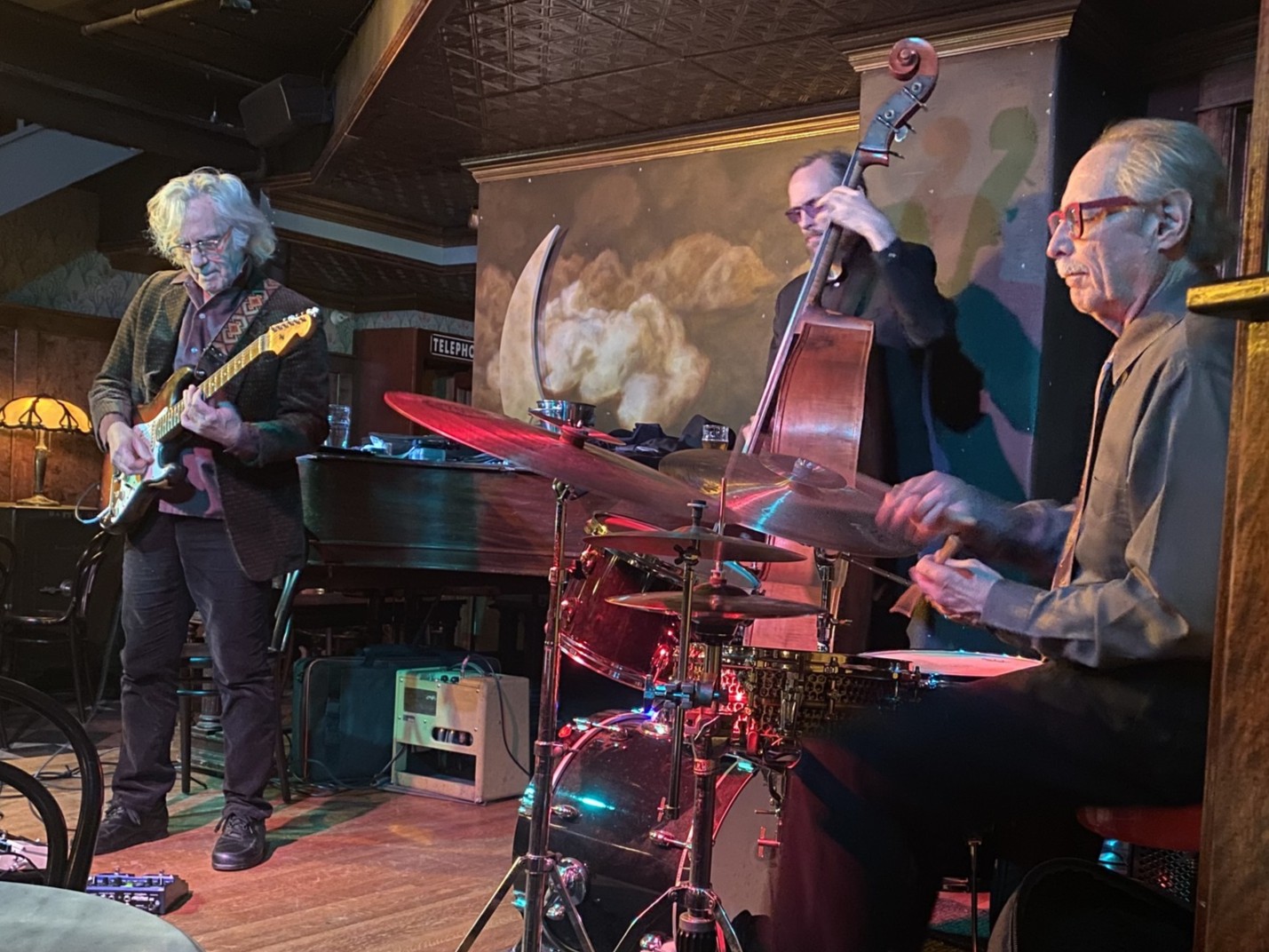 Matt Senjem on upright bass with Robb Henry and Jay Epstein at Volstead's Emporium